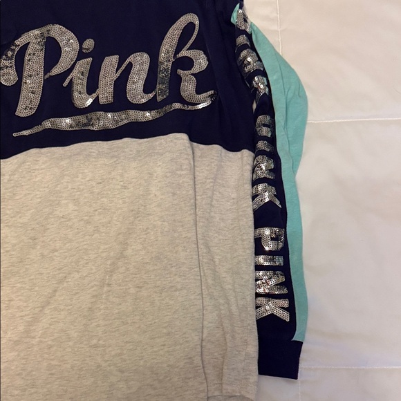 PINK Victoria's Secret Long Sleeve Tee - Black, Gray, and Blue - Picture 4 of 5
